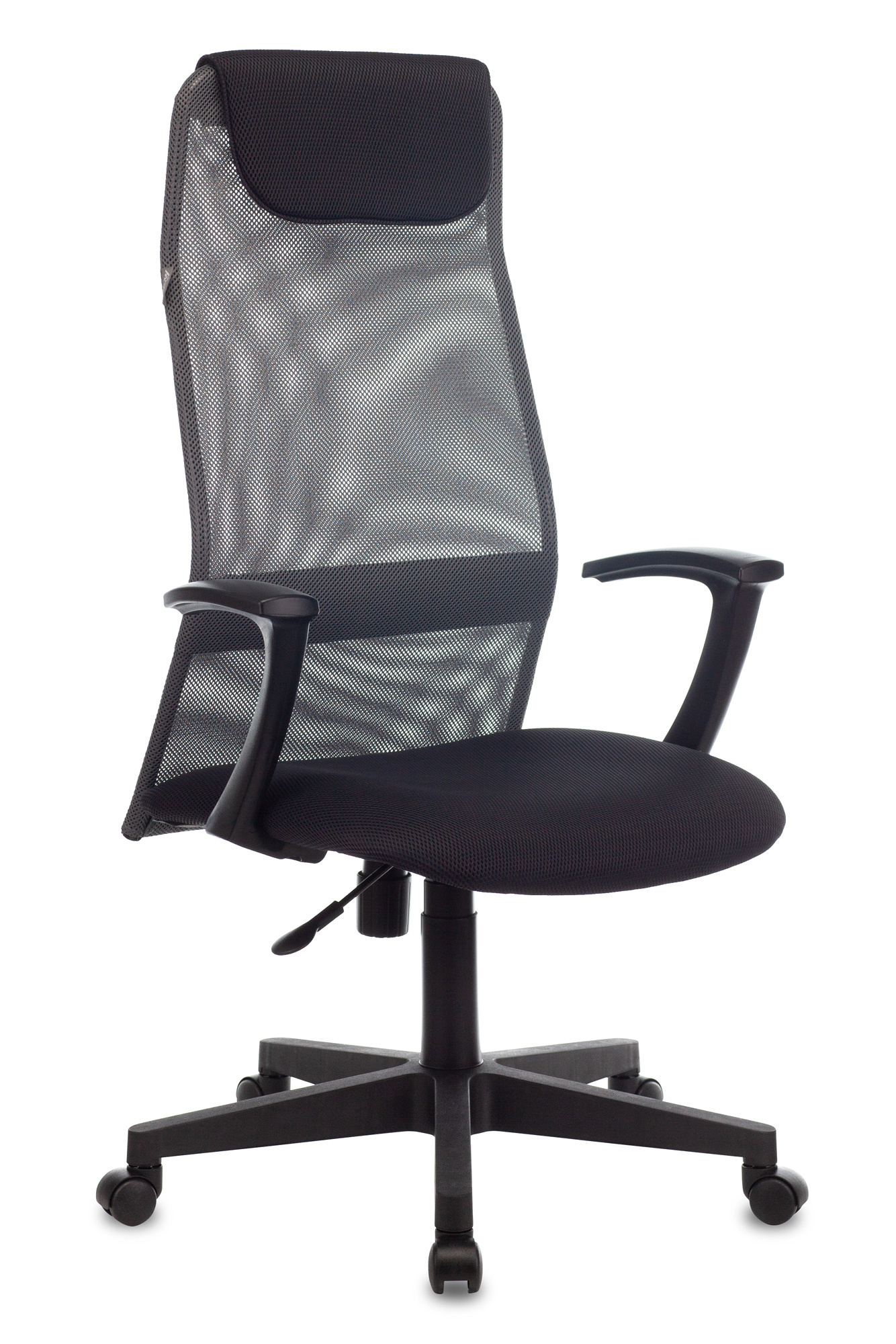 Кресло руководителя Бюрократ KB-8 темно-серый TW-04 TW-12 сетка/ткань с подголов. крестов. пластик K